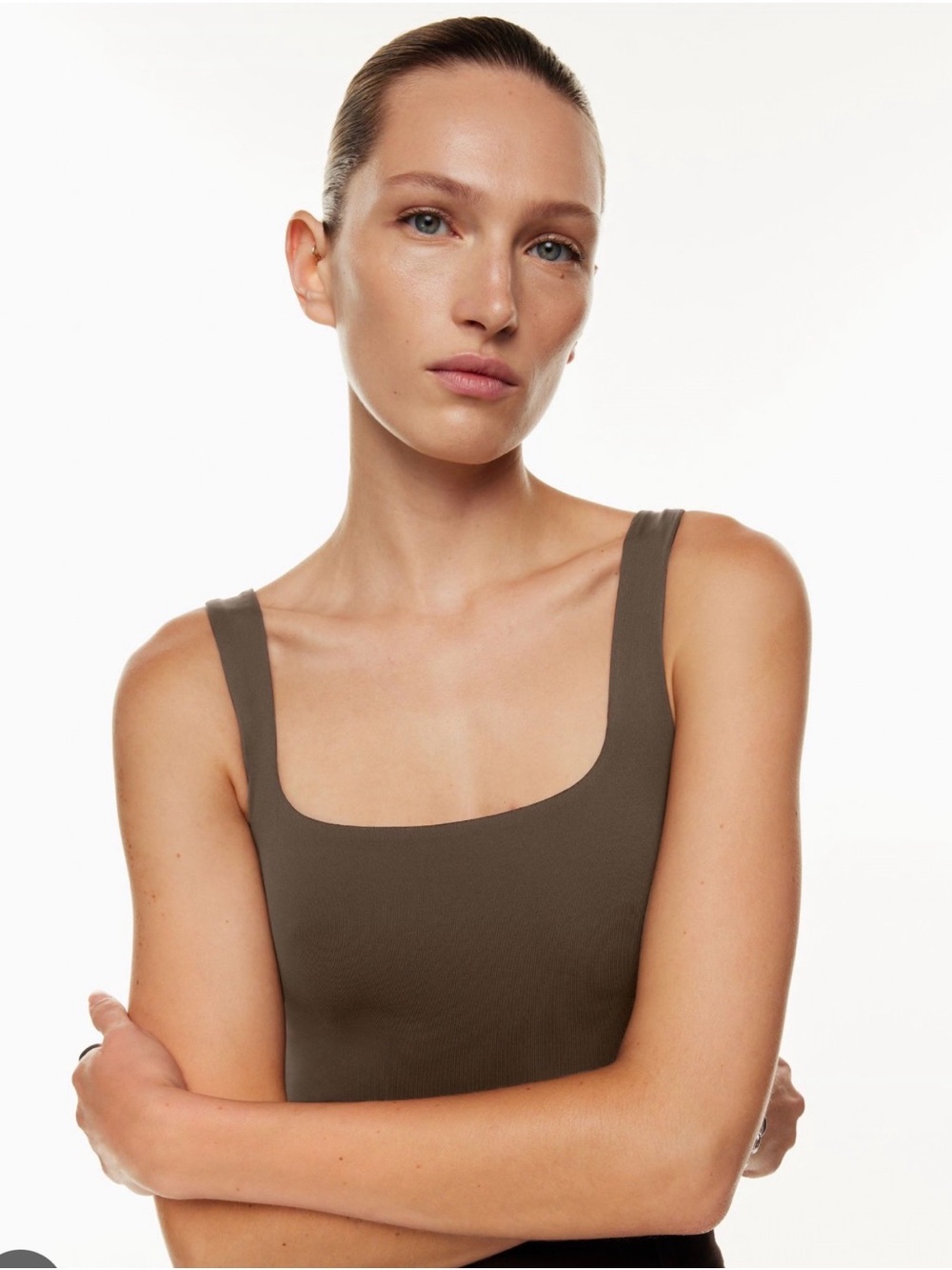 Aritzia Babaton Dark Brown Scoop Neck Tank Crop size XL